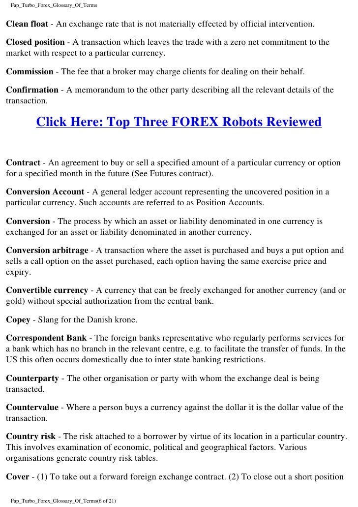 Forex trading glossary