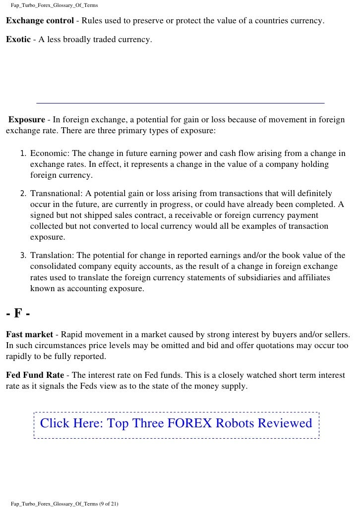 Forex terms glossary