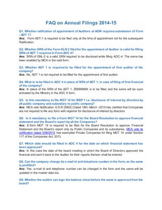 FAQs on Annual Filing | PDF