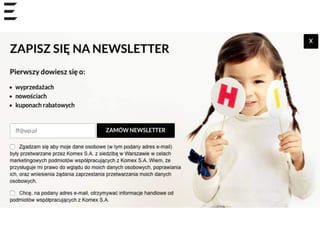 #5 Jakie inne zgody warto w takiej sytuacji zgromadzić?
Generalnie 3 warianty: (1) opis, (2) ekstra zgoda na informacje handlowe dot.
podmiotów trzecich, (3) ekstra zgoda na informacje handlowe i marketing
zewnętrzny.
 