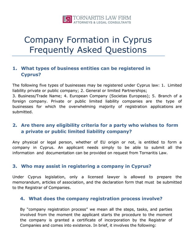 Faq forming a cyprus company | PDF