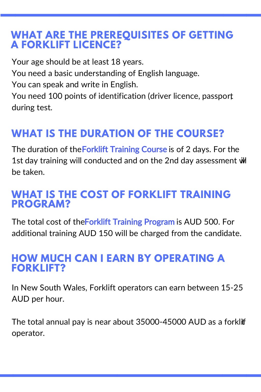Faq on forklift training sydney