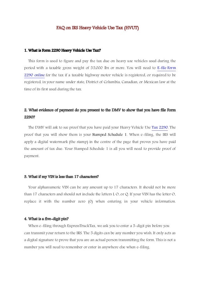 Faq on irs heavy vehicle use tax hvut