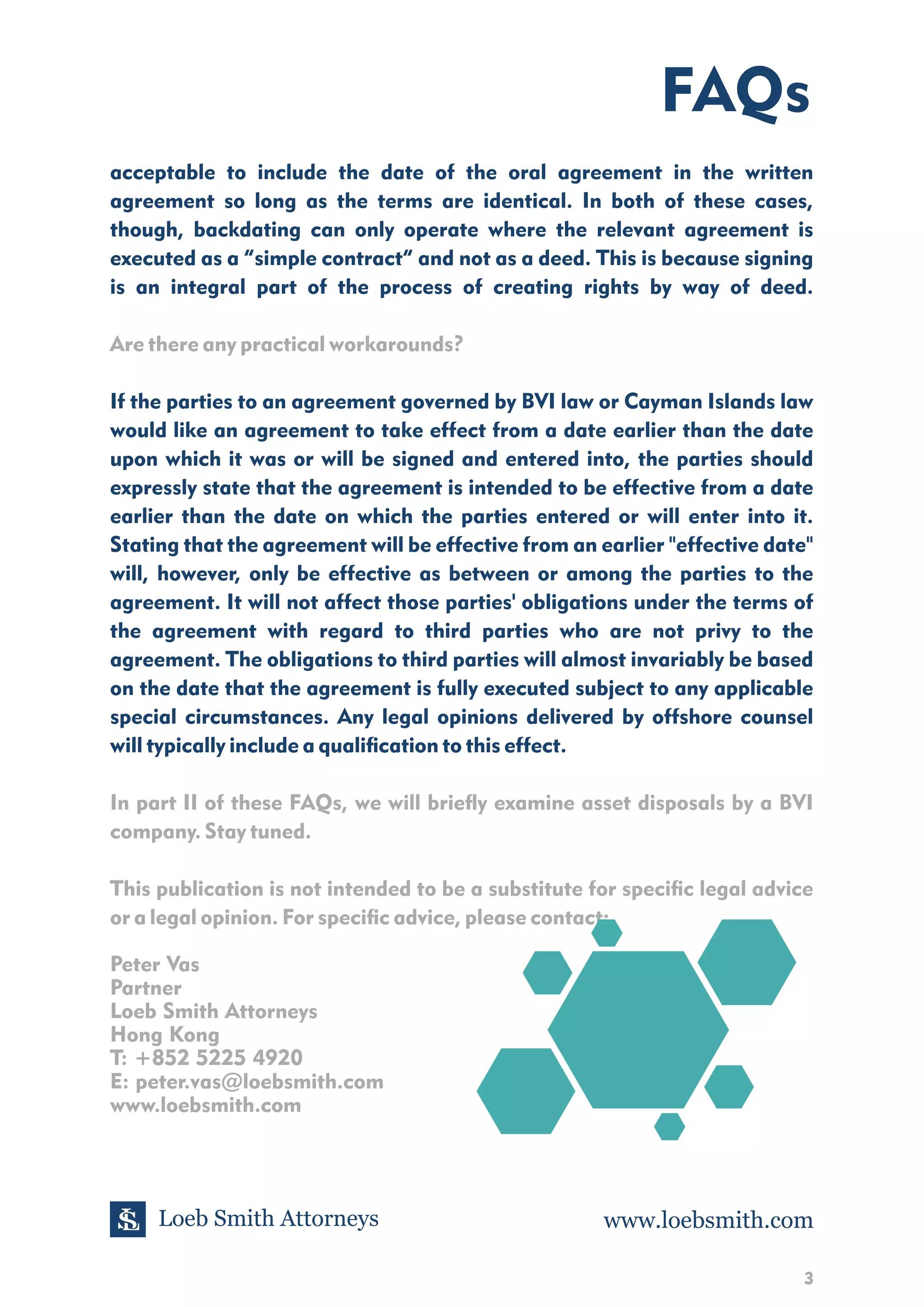 FAQs Avoiding BVI law and Cayman Islands law pitfalls in banking & finance  and corporate transactions / Backdating of documents | PDF
