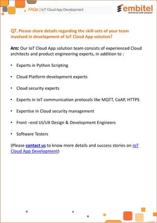 Frequently Asked Questions (FAQs) on IoT Cloud App Development | PDF