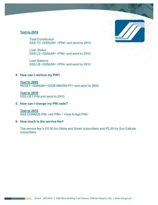Text SSS FAQs | PDF