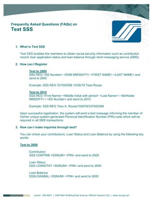 Text SSS FAQs | PDF