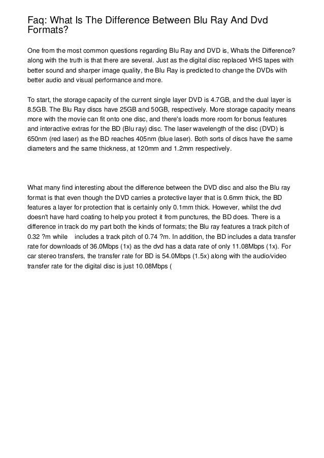 Faq What Is The Difference Between Blu Ray And Dvd Formats?