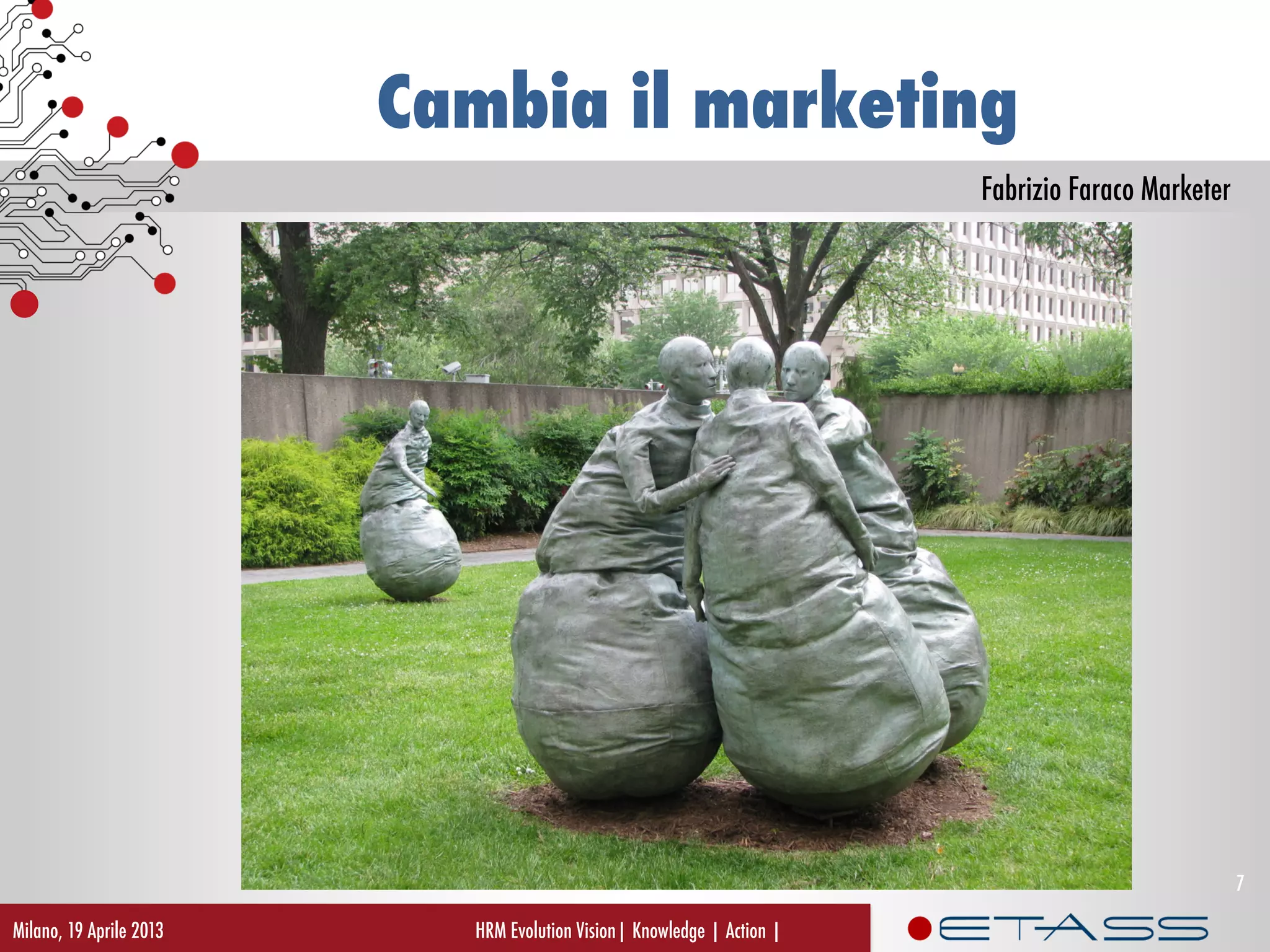 Fabrizio Faraco Marketer
Cambia il marketing
Milano, 19 Aprile 2013 HRM Evolution Vision| Knowledge | Action |
7
 