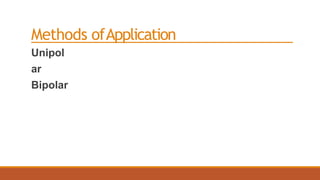 Methods ofApplication
Unipol
ar
Bipolar
 