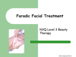 Faradic Facial Treatment 
NVQ Level 3 Beauty 
Therapy 
Clare Hargreaves-Norris 
 