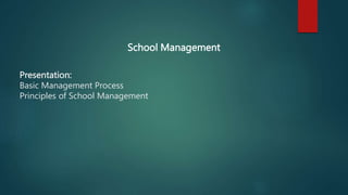 Presentation:
Basic Management Process
Principles of School Management
School Management
 