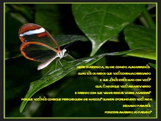 neste dia especial, eu lhe convido a uma reflexão.  quais são os fardos que você continua carregando  e que já não estão mais com você?  qual é a dor que você anda revivendo  e fazendo com que velhas feridas voltem a sangrar?  por que você não consegue perdoar quem lhe magoou? quantas oportunidades você anda deixando para trás  por estar amarrado ao passado? 