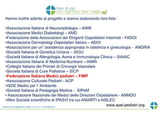 Hanno inoltre aderito al progetto e stanno elaborando loro liste : 
•Associazione Italiana di Neuroradiologia – AINR 
•Ass...