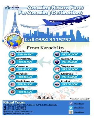 Ritual Tours Air Fares updated 18 01 2014