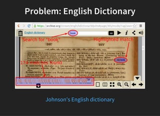Problem: English Dictionary
Johnson's English dictionary
 