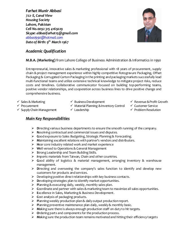 Resume For Printing & Packaging