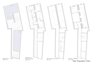 Main Programatic Plans
PRODUCEDBYANAUTODESKEDUCATIONALPRODUCT
PRODUCEDBYANAUTODESKEDUCATIONALPRODUCT
PRODUCEDBYANAUTODESKEDUCATIONALPRODUCT
PRODUCEDBYANAUTODESKEDUCATIONALPRODUCT
PRODUCEDBYANAUTODESKEDUCATIONALPRODUCT
PRODUCEDBYANAUTODESKEDUCATIONALPRODUCT
First Floor, 1, Residential
Scale- 1:100
Floor, 0.5, water tank systems
Scale- 1:100
Ground Floor, 0,
Pathway to program
Scale- 1:100
PRODUCEDBYANAUTODESKEDUCATIONALPRODUCT
PRODUCEDBYANAUTODESKEDUCATIONALPRODUCT
Basement Floor, -1, Baths
Scale- 1:100
 