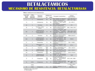 BETALACTAMICOS
BETALACTAMICOS
MECANISMO DE RESISTENCIA: BETALACTAMASAS
MECANISMO DE RESISTENCIA: BETALACTAMASAS
 