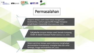 Permasalahan
Ekspansi kelapa sawit tidak hanya mengancam
biodiversitas, namun juga konflik hingga hilangnya
penghidupan ma...