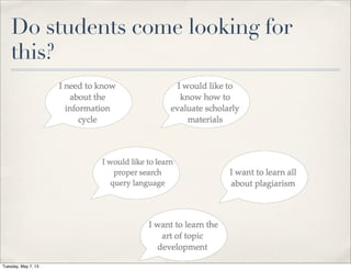 Do students come looking for
this?
Tuesday, May 7, 13
 