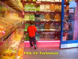 Blogs Netflix-like  borrowing Patron-driven acquisitions Facebook Twitter FAIL #3: Technolust 