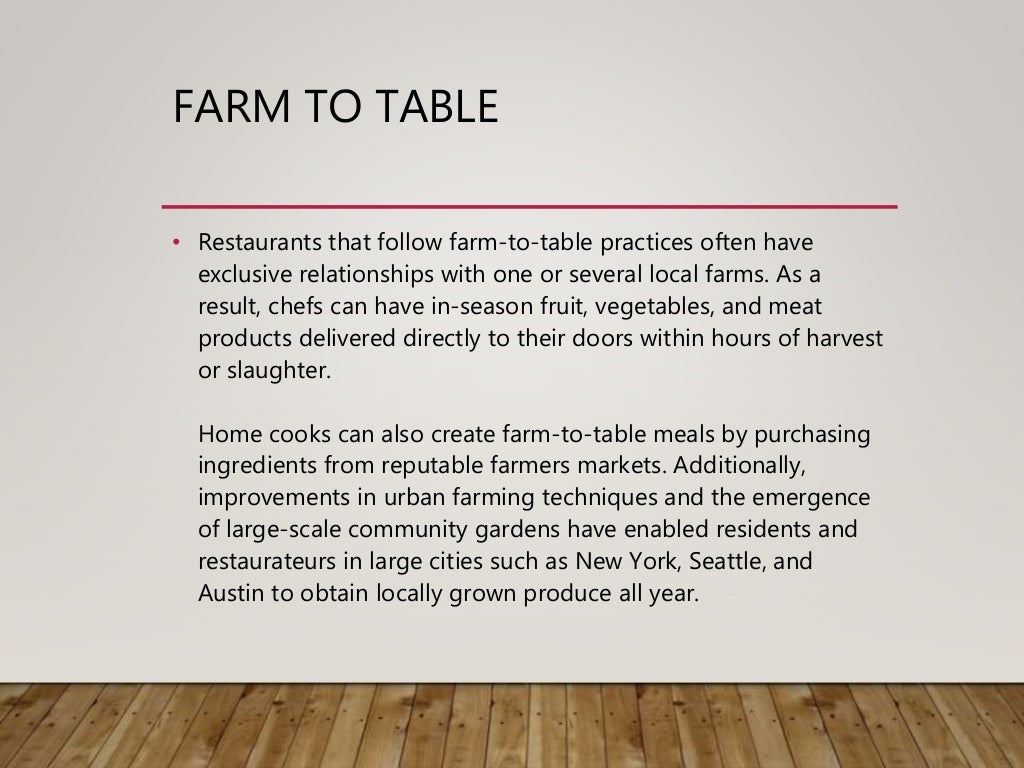 Basics of the FarmtoTable Movement