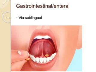 Gastrointestinal/enteral
◦ Via sublingual
 