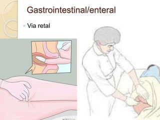 Gastrointestinal/enteral
◦ Via retal
 