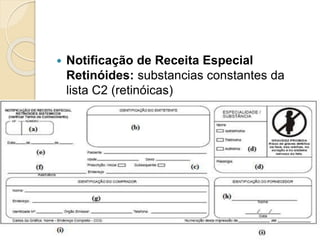  Notificação de Receita Especial
Retinóides: substancias constantes da
lista C2 (retinóicas)
 