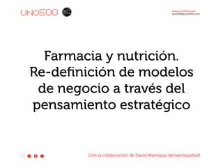 Farmacia y nutrición.
Re-deﬁnición de modelos
de negocio a través del
pensamiento estratégico

Con la colaboración de David Manrique (@manriquedvd)

 