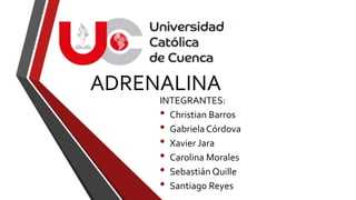 ADRENALINA
INTEGRANTES:
• Christian Barros
• Gabriela Córdova
• Xavier Jara
• Carolina Morales
• Sebastián Quille
• Santiago Reyes
 