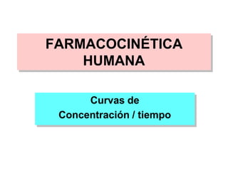 FARMACOCINÉTICA
    HUMANA

      Curvas de
 Concentración / tiempo
 