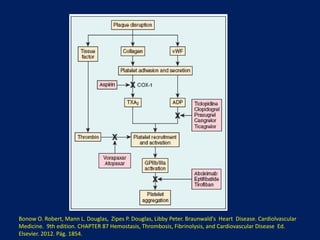 Bonow O. Robert, Mann L. Douglas, Zipes P. Douglas, Libby Peter. Braunwald's Heart Disease. Cardiolvascular 
Medicine. 9th edition. CHAPTER 87 Hemostasis, Thrombosis, Fibrinolysis, and Cardiovascular Disease Ed. 
Elsevier. 2012. Pág. 1854. 
 
