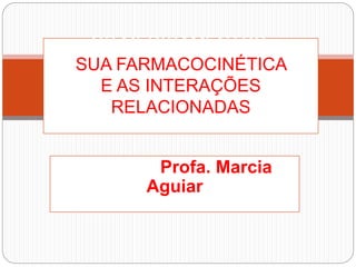Profa. Marcia
Aguiar
OS MEDICAMENTOS,
SUA FARMACOCINÉTICA
E AS INTERAÇÕES
RELACIONADAS
 