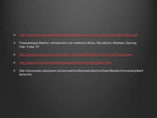 http://med.unne.edu.ar/catedras/farmacologia/temas_farma/volumen3/cap29_infecc.pdf
Fisiopatologia Medica, introduccion a la medicina clinica, 5ta edicion, Mcphee, Ganong.
Cap. 4 pag. 57.
http://www.facmed.unam.mx/bmnd/gi_2k8/prods/PRODS/Cloranfenicol%20Ung.htm

http://www.nlm.nih.gov/medlineplus/spanish/ency/article/000821.htm
http://recursostic.educacion.es/ciencias/biosfera/web/alumno/2bachillerato/inmune/ampliainf
lama.htm

 