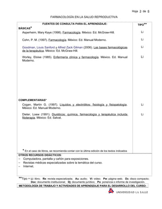 Farmacologia en la salud reproductiva