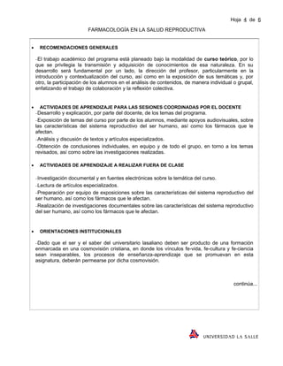 Farmacologia en la salud reproductiva