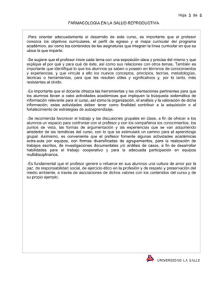 Farmacologia en la salud reproductiva