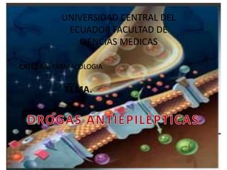 UNIVERSIDAD CENTRAL DEL 
ECUADOR FACULTAD DE 
CIENCIAS MEDICAS 
CATEDRA: FARMACOLOGIA 
TEMA. 
 