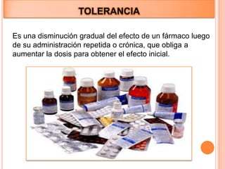 FACTORES GENETICOS QUE MODIFICAN LA ACCION DE LAS DROGAS Idiosincrasia Tolerancia Taquifilaxis Hipersensibilidad o alergia medicamentosa