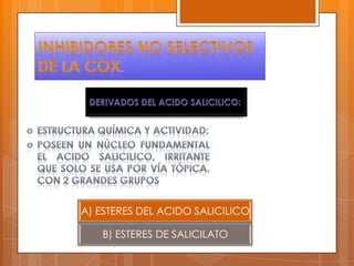 A) ESTERES DEL ACIDO SALICILICO

   B) ESTERES DE SALICILATO
 