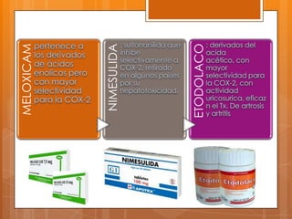 MELOXICAM




NIMESULIDA




ETODOLACO
 