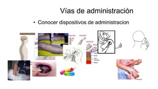 Vías de administración
• Conocer dispositivos de administracion
 