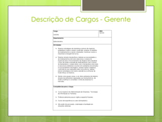 Descrição de Cargos - Gerente
 