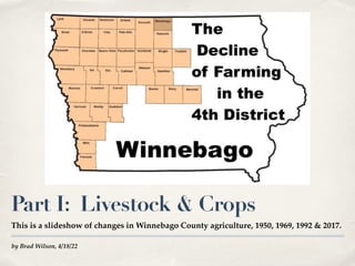 by Brad Wilson, 4/18/22
Part I: Livestock & Crops
This is a slideshow of changes in Winnebago County agriculture, 1950, 1969, 1992 & 2017.
 