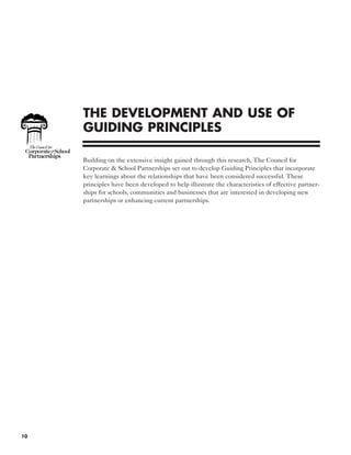 THE DEVELOPMENT AND USE OF
     GUIDING PRINCIPLES

     Building on the extensive insight gained through this research, T...
