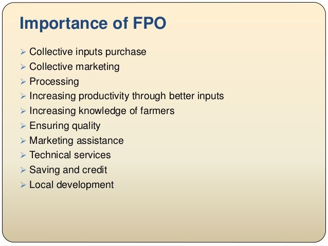 Farmer producer organization (fpo)