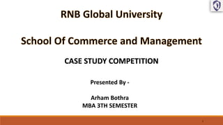 CASE STUDY COMPETITION
Presented By -
Arham Bothra
MBA 3TH SEMESTER
1
 