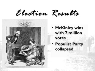 Election Results
• McKinley wins
with 7 million
votes
• Populist Party
collapsed

 